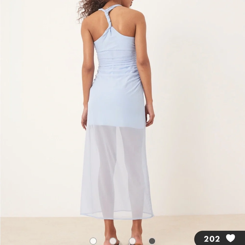 Abercrombie Mesh Racerback Maxi Dress-Light Blue-NWT
